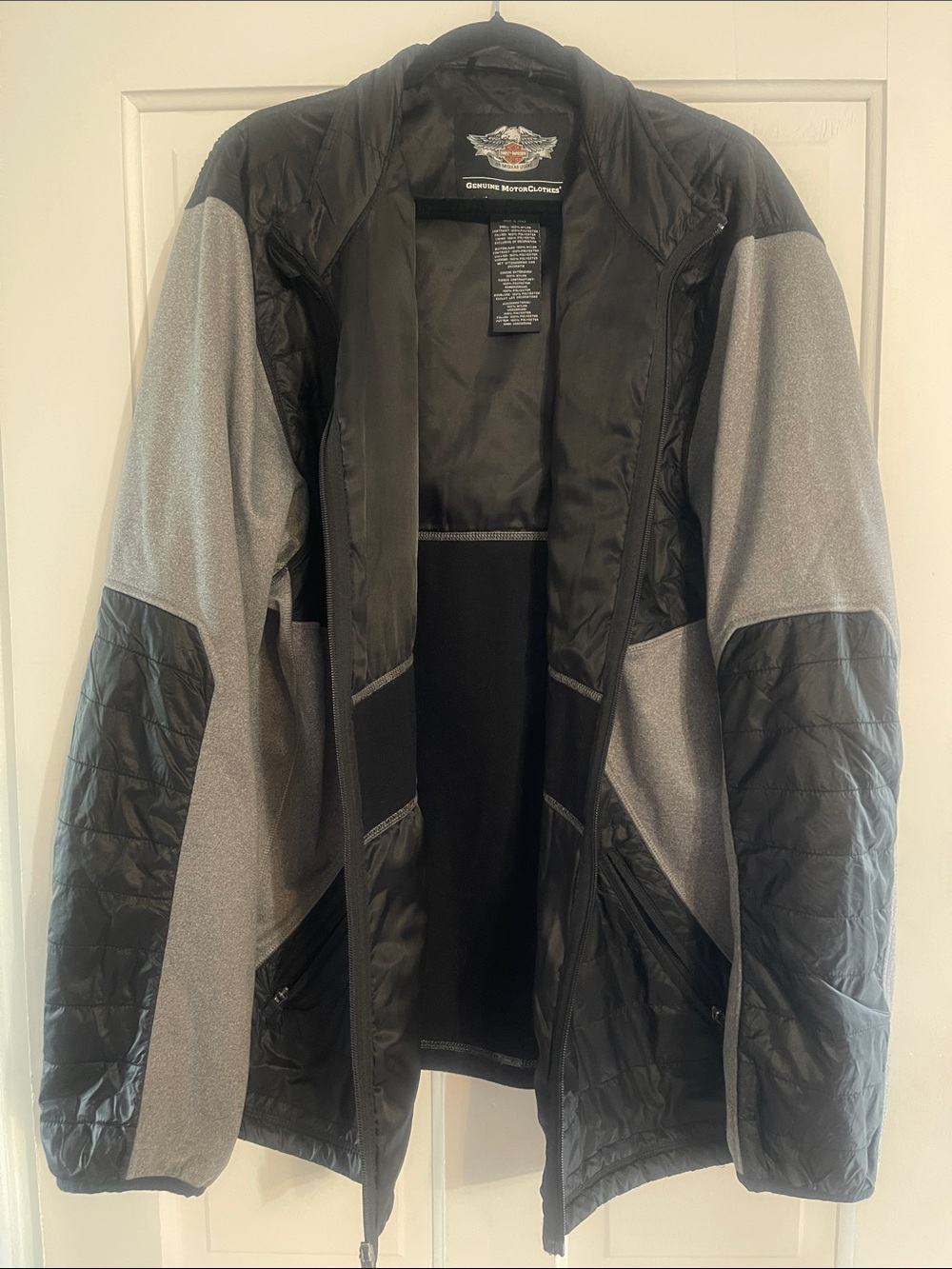 Harley-Davidson Black and Gray Quilted Hybrid Jacket Mens 3x